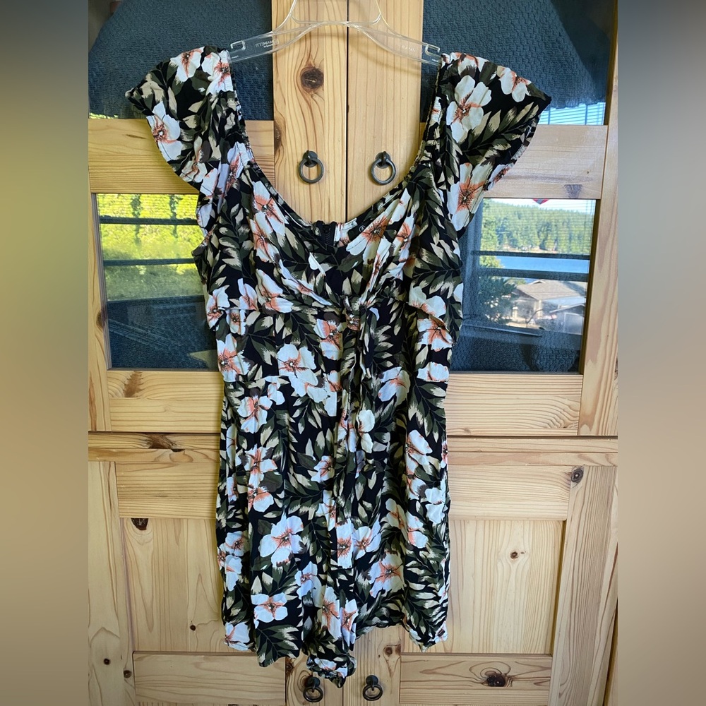 Volcom Black and White Floral Romper